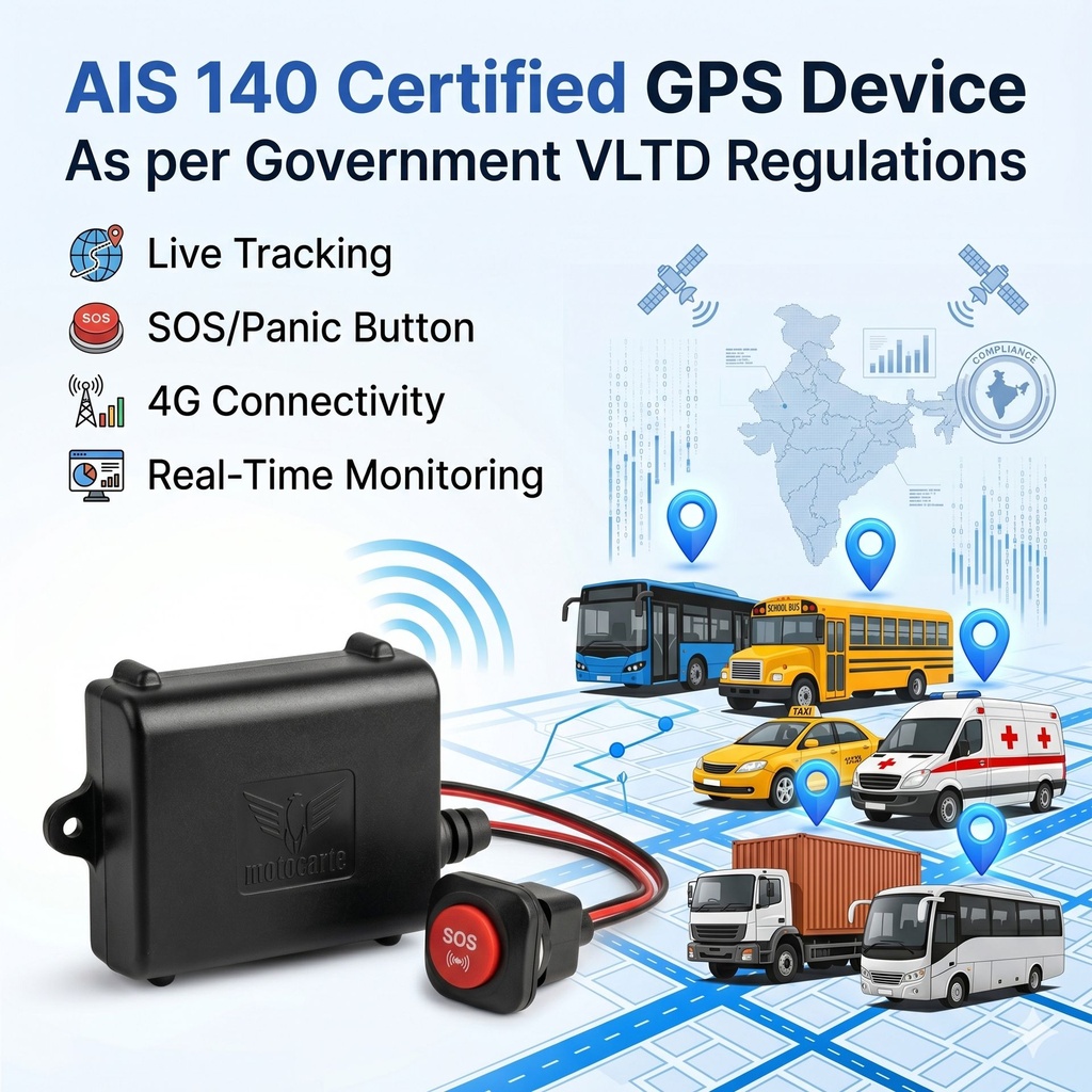 Motocarte AIS-140 RTO Approved GPS Tracker (1 Year)